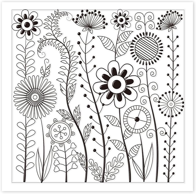 CHGCRAFT Abstract Wildflowers Polymer Clay Texture Sheets Geometric Flowers Silicone Stamp Clay Texture Mat Modeling Pattern Pad Texture Sheets for Jewelry and Clay Earrings Tools, 5.5x5.5 inch