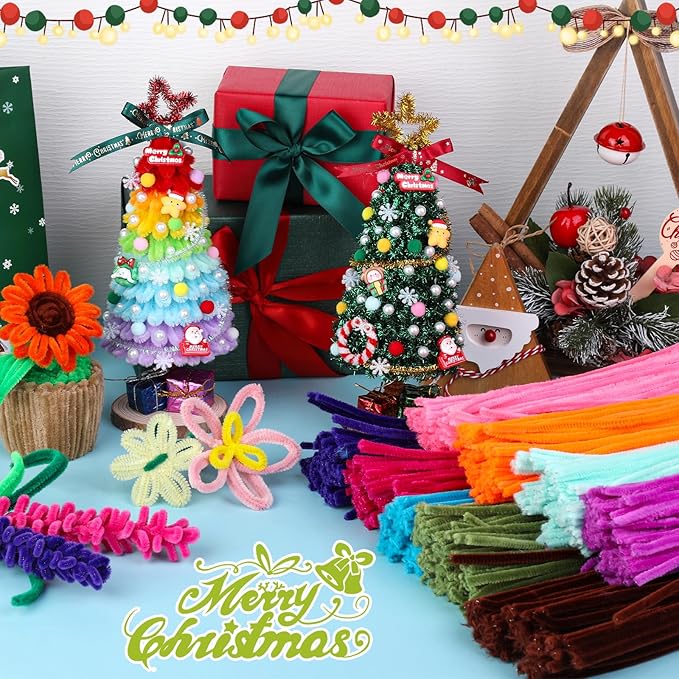200PCS Pipe Cleaners, Yellow Pipe Cleaners Chenille Stem, Fuzzy Sticks Pipe Cleaners Craft Supplies for DIY Arts Crafts Project