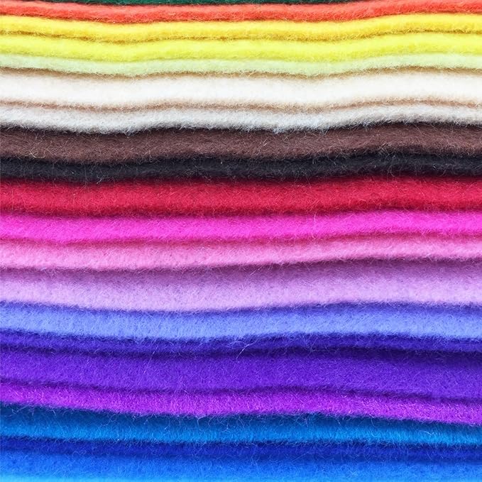 28pcs Thick 1.4mm Soft Felt Fabric Sheet Assorted Color Felt Pack DIY Craft Sewing Squares Nonwoven Patchwork (60x60cm)