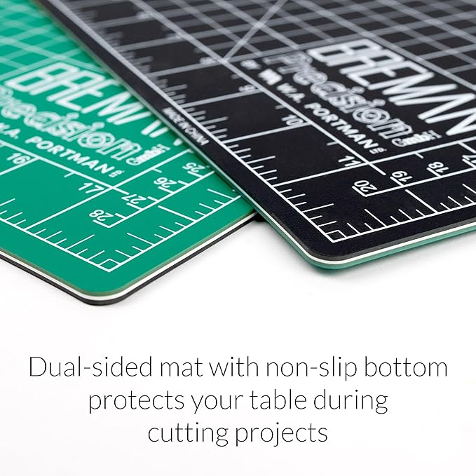 WA Portman Self Healing Cutting Mat & Rotary Cutter Set – 45mm Rotary Cutter for Fabric with 5 Extra Blades with 12x18 Fabric Cutting Mats for Crafts & 6x18 Acrylic Quilting Rulers – 3pc Sewing Kit