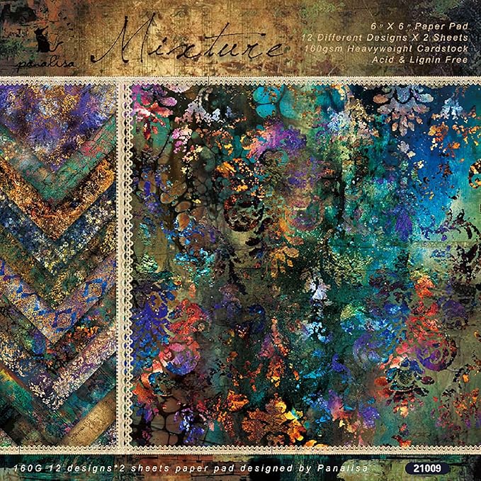 Scrapbook Paper Pad, 24 Sheets Mixture Colored Paper, 6"×6” Holiday Pattern Cardstock Paper Assorted Colors, Scrapbooking Supplies Paper for Junk Journal Craft DIY Photo Album Cottagecore Room Décor