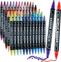 60 Colors Waterproof Dual Tip Acrylic Paint Markers, Dot & Fine Tip Premium Coloring Markers Set for Rock, Glass, Wood, Ceramic Surfaces and DIY Crafts Making Art Supplies