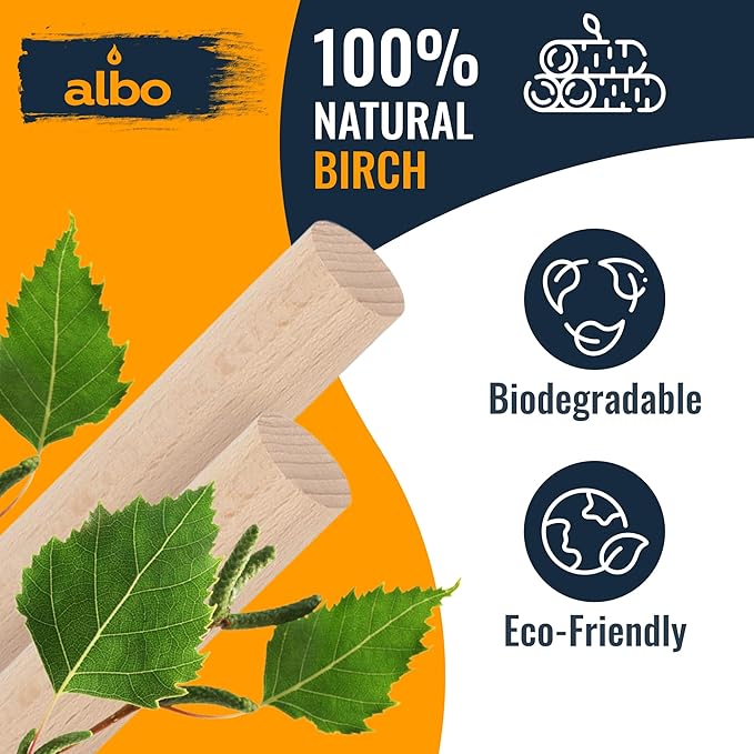 ALBO 1" x 48" Wooden Dowel Rods Set - 2 Pack Birch Natural Extra Long Hardwood Craft Sticks Stair Rails Supports Garden Structures Smooth Sanded Finish Woodworking Material DIY Furniture