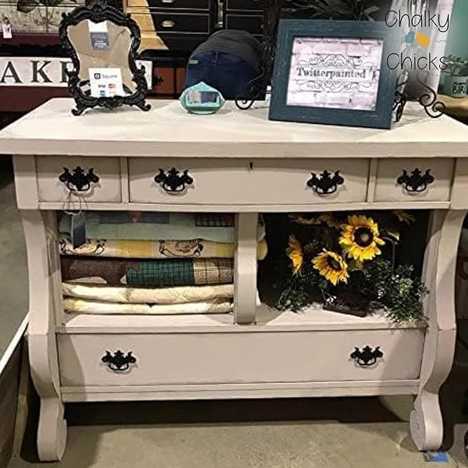 Chalky Chicks All-in-One Chalk Paint for Furniture or Cabinet - 4 Fl Oz - Matte Finish Wolf Gray (Gray/Beige) for Metal, Wood Furniture Paint - No Sanding All-in-One for Home Decor & Crafts, USA Made