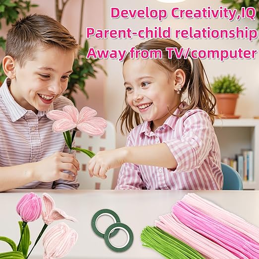 400pcs Multi-Colored Pipe Cleaners Craft Kit - Flower Making Supplies, DIY Arts and Crafts, Flexible Chenille Stems for Kids and Adults, Complete Pipe Cleaner Kit for Creative Projects