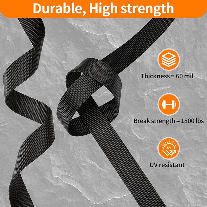 Buckles and Straps Set 1": 6 Yards of Thick Nylon Webbing, 6-Pack Heavy Duty Adjustable Quick Side Release Plastic Buckles, 12 Tri-Glide Slide Clips, Black (1-Inch Combo Set)
