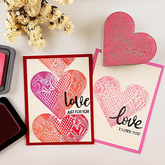 BAOFALI 6 Pcs Heart Cut Stamping Foam Grey Moldable Foam Stamps Plastic Dry Foam Stamp Pad Cut and Dry Foam Stamping Foam Block for Sculpture, Modeling, DIY Arts and Handicrafts Projects