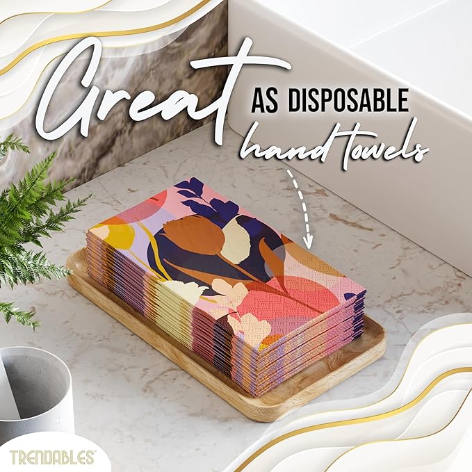 Trendables Floral Napkins for decoupage 200 Pcs 3 Ply floral paper napkins decorative Guest Towels Disposable Bathroom, Flower Design For Tea Party Decorations, Dinners & Weddings