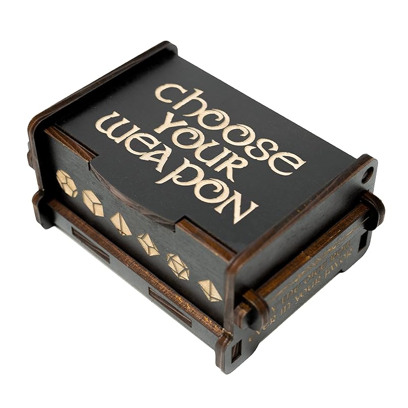 Dice Box - BLACK - 6x4x3 Also holds jewelry and great for desks and desk top items (Choose your Weapon)