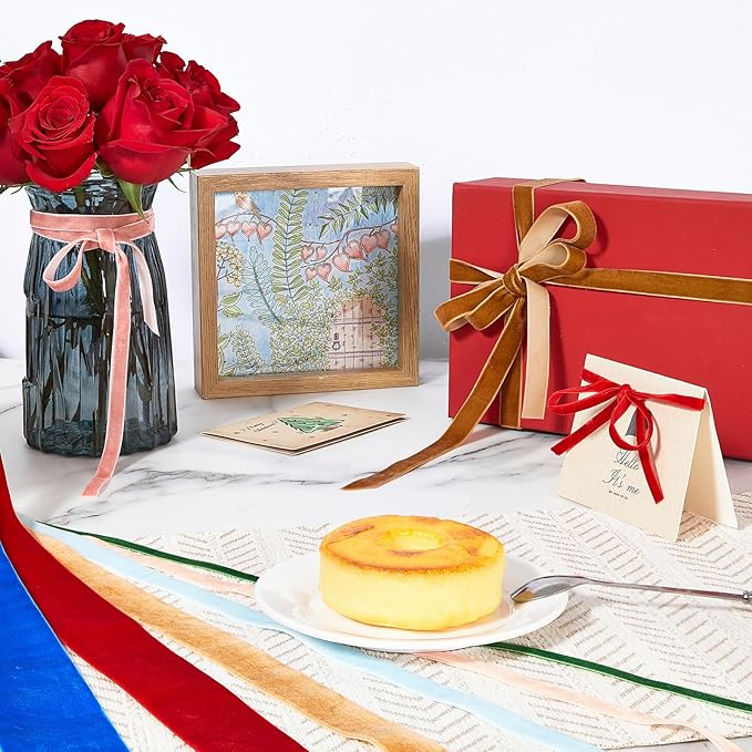 5/8" X 20 Yards Red Velvet Ribbon for Christmas Tree Wreath Decoration Handmade Crafts Ornaments Gift Wrapping & Bow Making