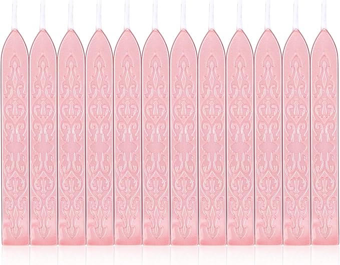 Yoption 12 Pcs Rose Gold Sealing Wax Sticks with Wicks for Wax Seal Stamp, Wedding Invitations, Gift Wrapping, Christmas