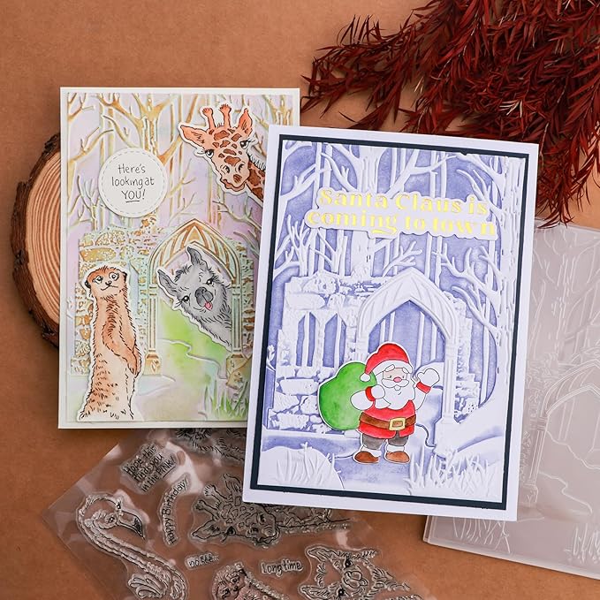 BAOFALI 3D Embossing Folder for Card Making, Deep Forest, Castle Plastic Texture Fades Embossing Folder Template for Scrapbooking Cardstock Album DIY Decoration Paper Crafting 6.3x4.5inch