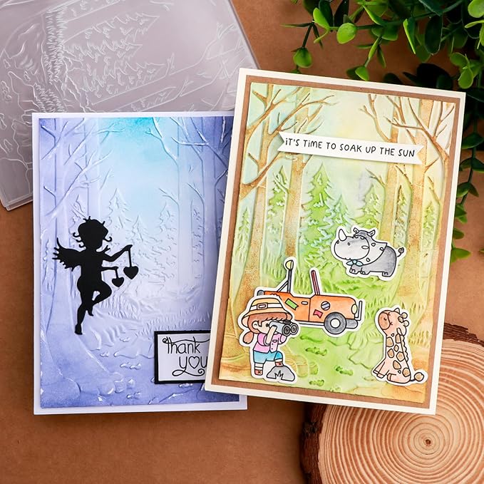 BAOFALI 3D Embossing Folder for Card Making,Deep Forest, Trees Texture Plastic Texture Fades Embossing Folder Template for Scrapbooking Cardstock Album DIY Decoration Paper Crafting 6.3x4.5inch