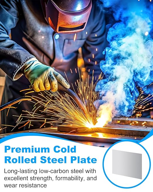 4 Pcs 20 Gauge Sheet Metal Plates, 12" x 6" Cold Rolled Steel Plates, Weldable Steel Sheet Metal for Professional, Industrial, DIY Use