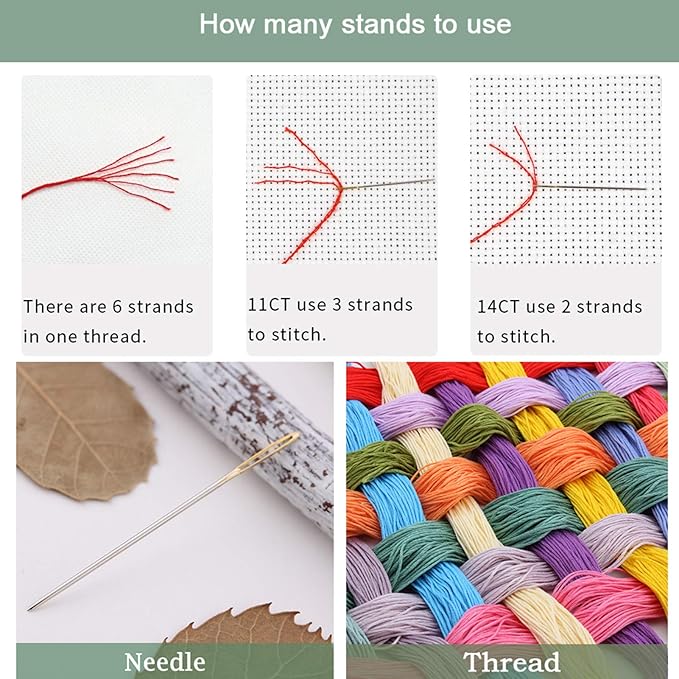 Artvxeay Stamped Cross Stitch Kits Beginners Full Range of Embroidery Starter Kits for Adults Printed Cross Stitching DIY Needlepoint Kit 11CT - (Colorful Birds on Trees 16x20 inch)