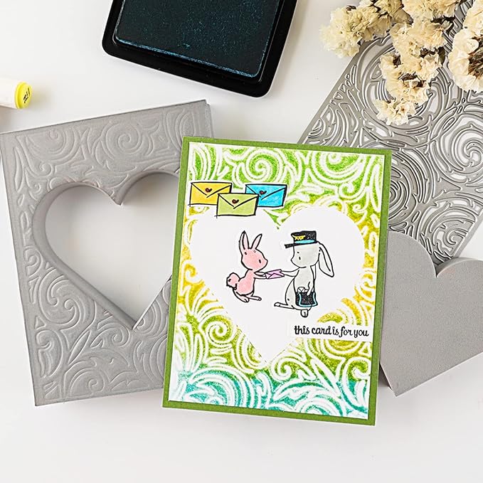 BAOFALI 6 Pcs Heart Cut Stamping Foam Grey Moldable Foam Stamps Plastic Dry Foam Stamp Pad Cut and Dry Foam Stamping Foam Block for Sculpture, Modeling, DIY Arts and Handicrafts Projects