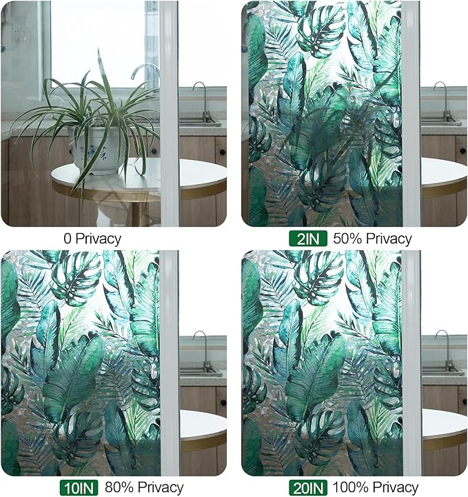 DKTIE Nature Pattern Rainbow Window Film Decorative Stained Glass Window Film Static Cling Films Easy Apply Removable Comes with Tools (U560-rainbow, 17.7" x 118.1")