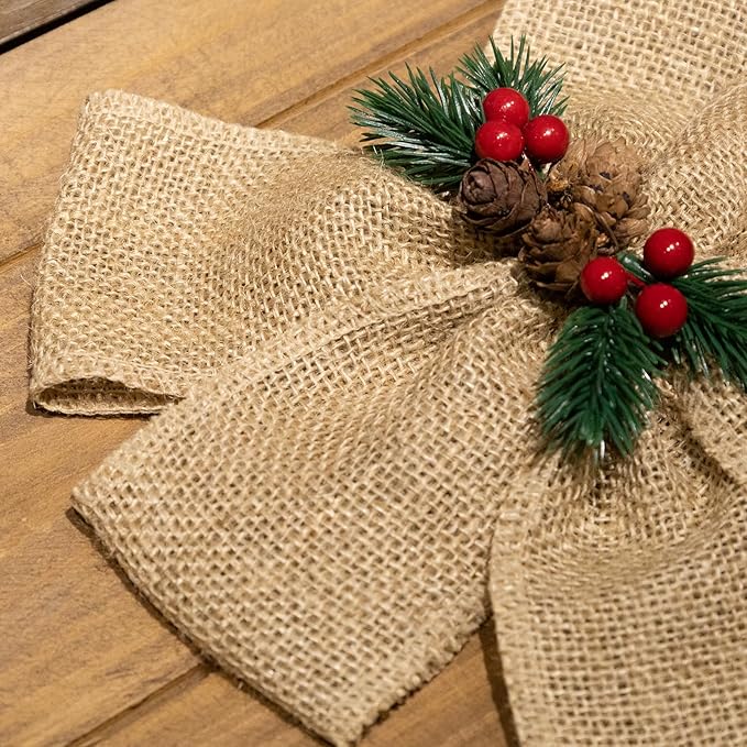 LaRibbons 2 Pcs 6 Inch Burlap Wide Fabric Craft Ribbon,10 Yard Per Roll, Natural Brown Ribbon for Bow Crafting,Wreath-Making, Tree Decoration