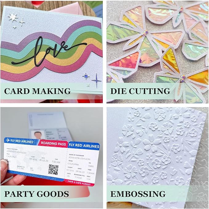 Cardstock Warehouse Diamond Print Inkjet Glitter - Premium White Glitter Cardstock Paper – 10 Sheets, 12 x 12" - 104 lb/280 GSM for Inkjet Printing, Die-Cutting, Card Making, Crafts, and DIY Projects