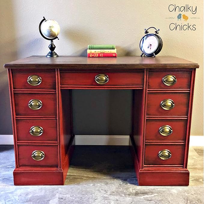 Chalky Chicks All-in-One Chalk Paint for Furniture or Cabinet - 4 Fl Oz - Matte Finish Poison Apple (Dark Red) for Metal, Wood Furniture Paint - No Sanding All-in-One for Home Decor & Crafts, USA Made