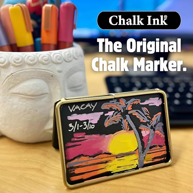 Chalk Ink Chisel Tip Wet Wipe Chalk Markers (Maui Sunset, 6mm, 6 Pack)