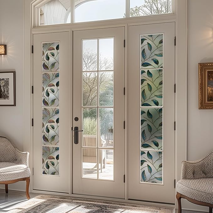 DKTIE Window Privacy Film Frosted Glass Static Cling UV Sun Blocking Heat Control Window Tint Day and Night Insulation Home Bathroom Door Decorative (S166, 29.5'' x 118.1'')