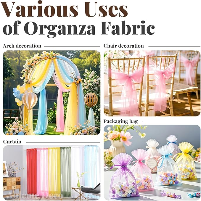 Organza Fabric by The Yard, 60 Inch Wide 10 Yards (30 ft) Extra Long Sheer Fabric for DIY Sewing Projects Window Scarf Wedding Decorations Party Backdrops Curtains (Hunter Green)
