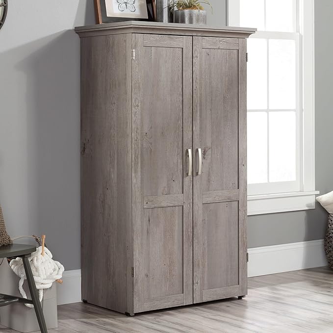 Sauder Miscellaneous Storage Craft & Sewing Armoire, L: 35.112" x W: 21.81" x H: 61.58", Mystic Oak