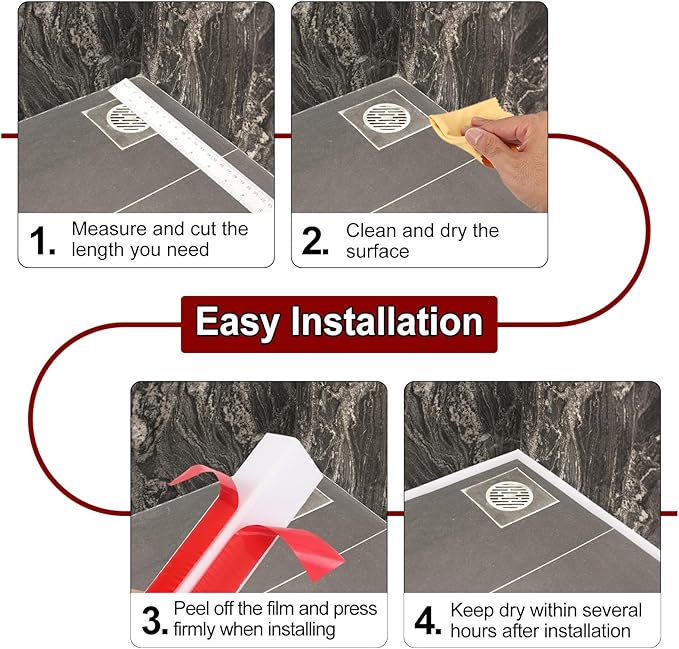 uxcell 236 Inch Flexible Quarter Round Molding Silicone Peel and Stick Trim Self Adhesive Shower Water Barrier for Corner Decor Bathroom Kitchen, White