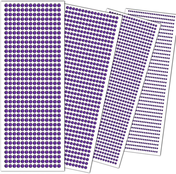 3090 Pcs 4 Sheets Rhinestone Stickers 3/4/5/6 mm Self Adhesive Craft Rhinestones Gems for Face Eyes Makeup Hair Body (Darkpurple-3/4/5/6mm)