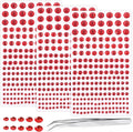 Self Adhesive Face Gems and Pearls for Makeup, Festival Jewels, Hair Gems Pearls, 3/4/5/6/8 mm Round Rhinestone Stickers for Face, Eye, Makeup, Body, Crafts 591Pcs (15_red)