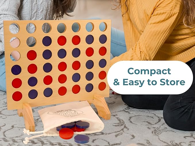 BSIRI Wooden Connect a Row in 4 - Board Games Kids Outdoor Toys Home Decor Rustic Yard Games Family Games for Kids and Adults Giant Jumbo Birthday Gifts for Men