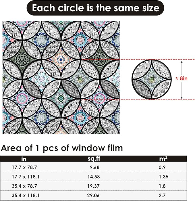 DKTIE Static Cling Decorative Window Film with Installation Tools Non Adhesive Privacy Film Stained Glass Window Film for Bathroom Shower Door Heat Cotrol Anti UV 35.4 x 118.1 Inch