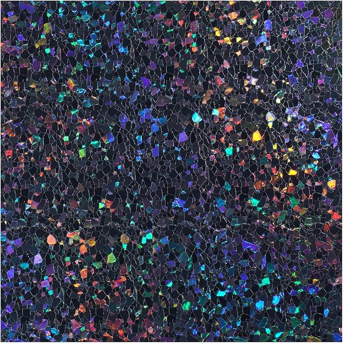 rabbitgoo Blackout Rainbow Window Privacy Film Decorative Stained Glass Diamond Pattern Window Sticker with Iridescent Tint Non-Adhesive Static Cling for Home Office Bathroom, 17.5 x78.7 inch, Black