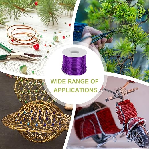 MECCANIXITY 20 Gauge Anodized Aluminum Craft Wire Bendable Bonsai Training Wire 771 Feet 0.8mm for Sculpting Crafts Wreath Floral Beading Jewelry Making, Purple