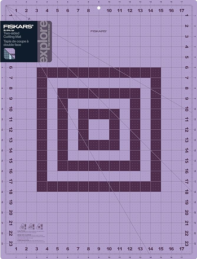 Fiskars Self Healing Cutting Mat with Grid for Sewing, Quilting, and Crafts - 18" x 24 Grid Lilac/Mountain Haze