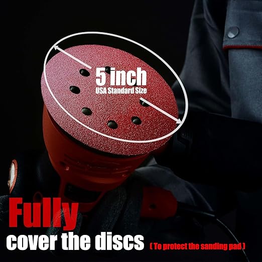 Sanding Disc 5 Inch 8 Hole, 100 Pcs Orbital Sanding Discs Hook and Loop, Sandpaper for polishing and Grinding, 1000 Grit Sand Paper for Random Orbital Sander