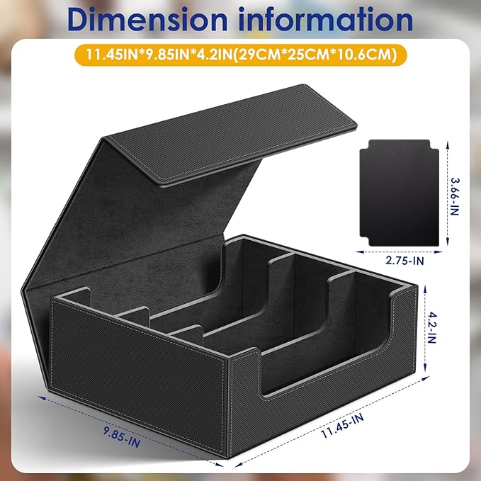 Homthy 1800+ Card Deck Case for Trading Cards, Leather Magnetic Closure Commander Card Storage Box Magic Card Protectors Fit for MTG TCG and Sport Cards