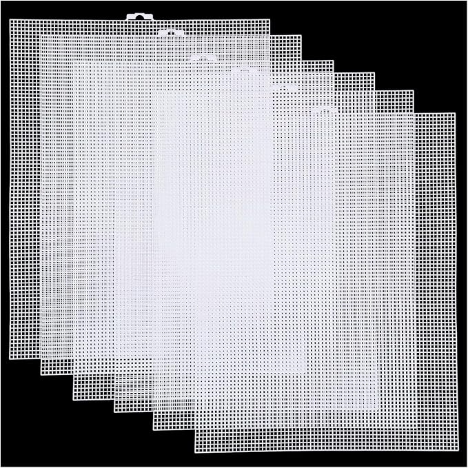 Plastic Canvas Sheets 13.4” x 10.4” Per Sheet, 2.5mm Mesh (About with 7 Holes per inch) Easy-to-Cut Needlepoint Canvas for Cross Stitch, Embroidery, DIY Crafts & Aquarium Dividers (6 Piece)