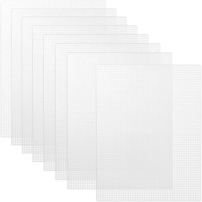 Caydo 8 Pieces 7 Count Plastic Canvas Sheets, Plastic Mesh Sheet for Cross Stitch, Making Aquarium Dividers, Knit Crochet Projects, 10.5 x 13.5 Inch