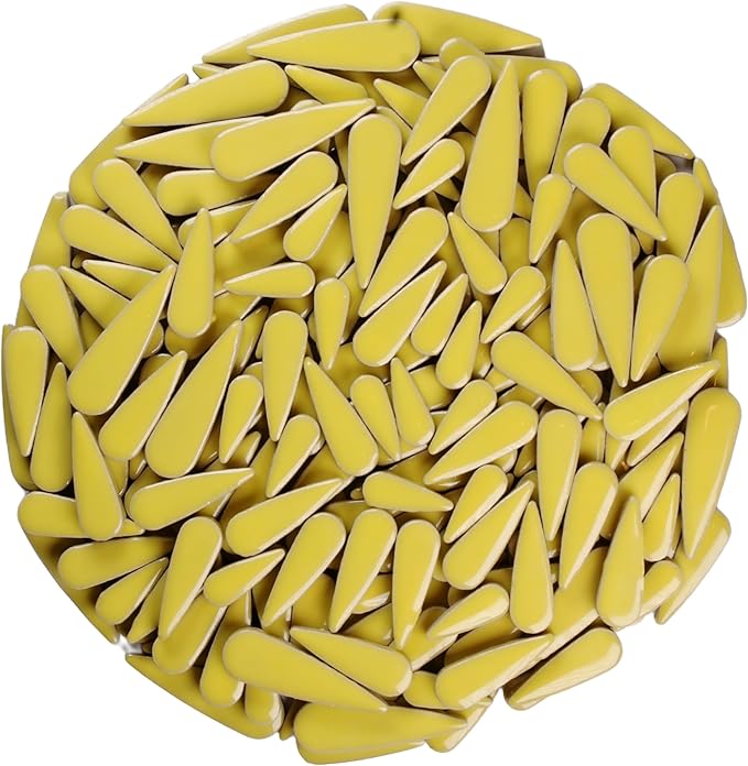 200g Petal Droplet Shaped Ceramic Mosaic Tiles for Crafts, Vibrant Colors, Ceramic Tiles for Mosaic Making Kits, DIY Arts and Crafts (Yellow)