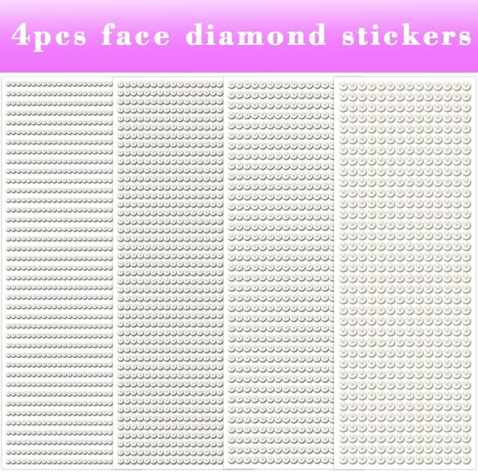 1799pcs Self Adhesive Face Pearl Gems Stickers, Hair Gems Rhinestones Stickers, Bling Jewels for Makeup, Crafts, Home Decor Scrapbooking Embellishments, 4 Sizes 3mm/4mm/5mm/6mm(Beige Pearl)