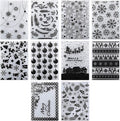 10 Pieces Christmas Embossing Folders Snowflake Deer Leaves Stencil Template DIY Craft Background Embossing Folders for Card Making Photo Album Scrapbooking Decoration