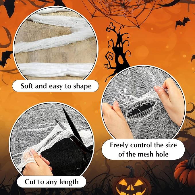 Boao Halloween Cheese cloth 39.37 x 393.7 Inch White Cheesecloth Roll for Crafts Large Cotton Muslin Gauze Fabric for Halloween Outdoor & Indoor Spooky Decoration