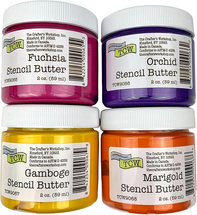 The Crafter's Workshop Stencil Butter - Mardi Gras Acrylic Paint Set - Boutique Metallic Texture Paste for Art, Canvas, Journals, & Cards - 4 x 2oz Jars