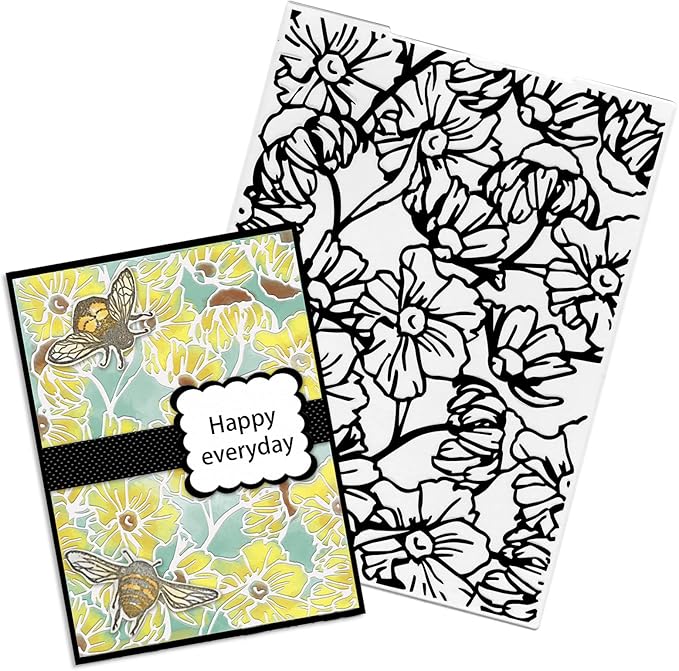 Daisy Flower Background Embossing Folder, Plastic Textured Impressions Chrysanthemum Embossing Folder Template for Card Making Summer Spring Scrapbooking Paper Craft Album Stamps DIY Décor