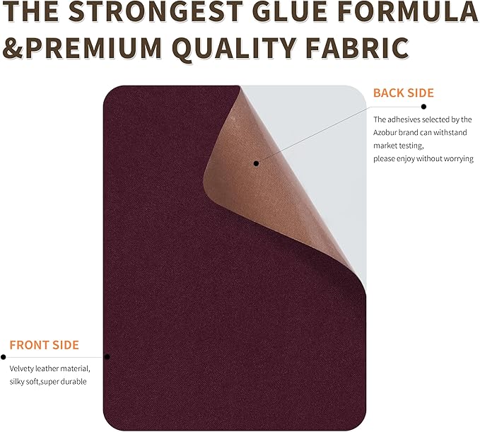 Azobur Sofa Repair Patches, 6 Self-Adhesive Microfiber Patches for Sofa Fabric, Luxurious Look, Quick Fix (Wine Red)