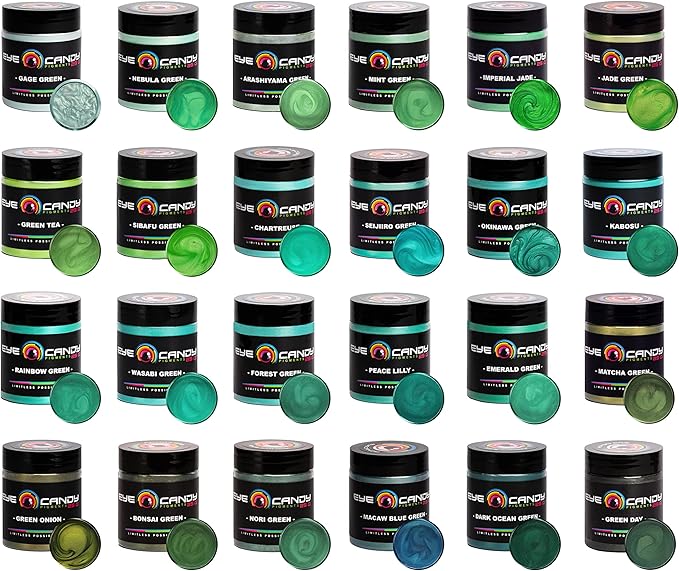 Eye Candy Pigments Premium Green Mica Powder - Green Onion (50gr) - for Epoxy, Resin, Soap, Paint, Woodworking, Acrylic Pouring, Bath Bombs, Fishing Lures - DIY Arts and Crafts Additive