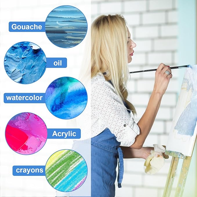 MECCANIXITY Canvas Boards for Painting with 5.9" Mini Easel Kit, 4x4 Cotton Blank Primed Art Canvas Panels Acid-Free for Painting Supplies Oil Acrylic Tempera Paint(White, Set of 6)