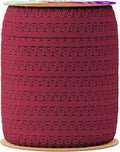 Mandala Crafts Maroon Stretch Lace Soft Elastic Trim Roll - 55 Yards 1 Inch Wide Stretchy Frilly Picot Ribbon for Sewing Lingerie, Headbands, Underwear, and Crafts